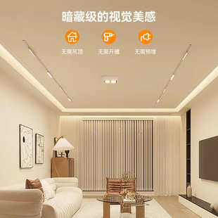 雷士照明led磁吸轨道灯超薄嵌入式_无主灯家用客厅白色导轨射灯