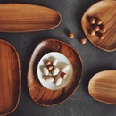 相思木实木碟子家用餐具不规则水果平盘_一宅手作日式_木头和石头